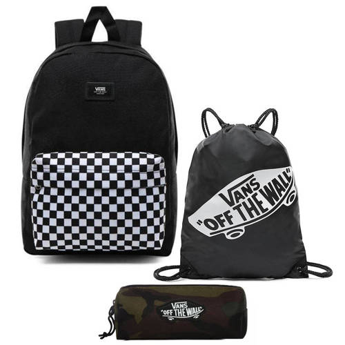 VANS New Skool Checkerboard Sac à dos - VN0002TL2OB + Pencil Pouch + Benched Bag