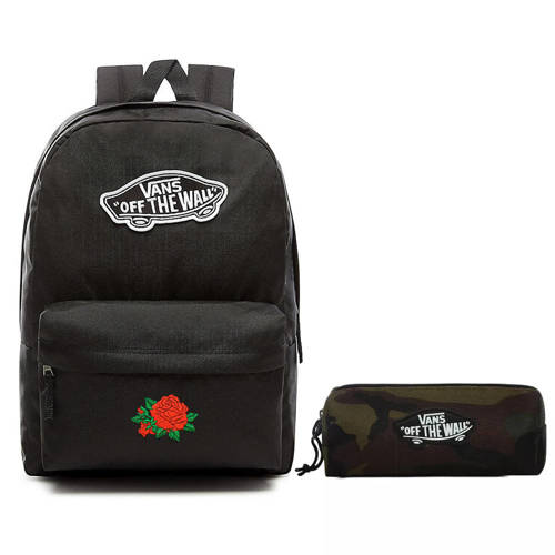 VANS Realm Backpack Rose VN0A3UI6BLK + Pencil Pouch