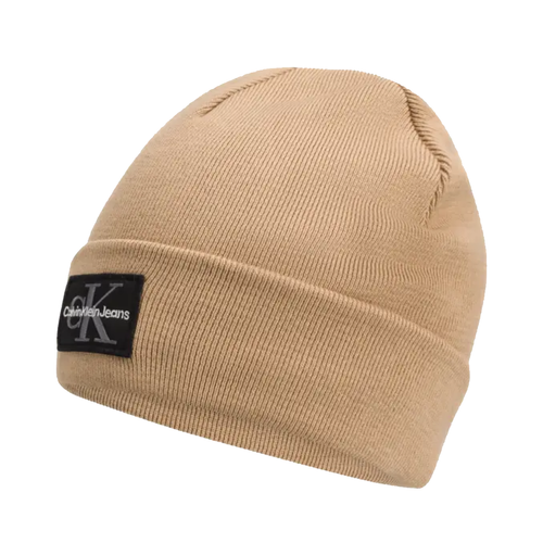 Czapka zimowa Calvin Klein CK Logo Beanie Beżowa - LZ04D8080G-PF2