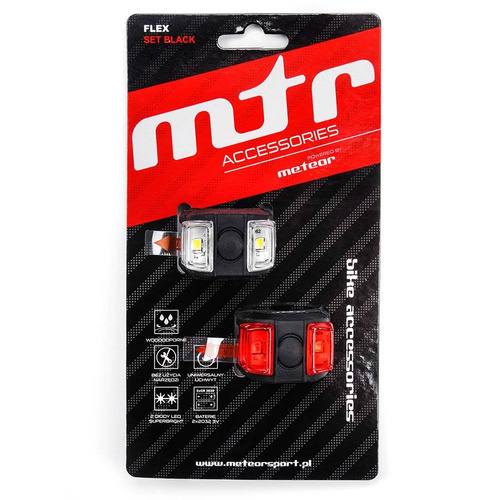 Set of LED Bicycle Lights Front and Rear METEOR Flex - 31527