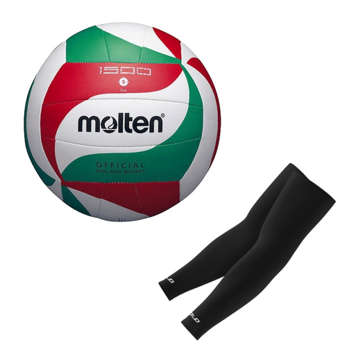 Set Molten 1500 FIVB Standard Volleyball V5M1500 + COLO volleyball arm sleeves black L/XL