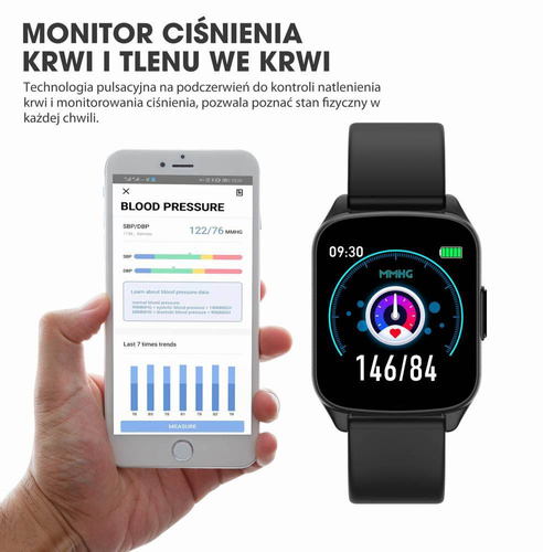 Zegarek damski smartwatch Gino Rossi Puls Kroki Ciśnienie SMS Kalorie