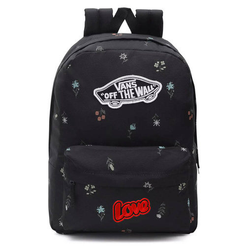 Plecak szkolny VANS Realm Backpack czarny kwiaty Custom Love