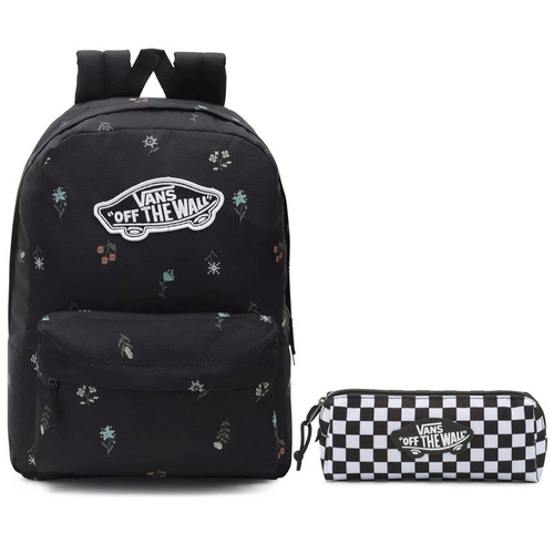 Zestaw plecak szkolny VANS Realm Backpack czarny kwiaty VN0A3UI6BR81 + Piórnik VANS VN0A3HMQHU0