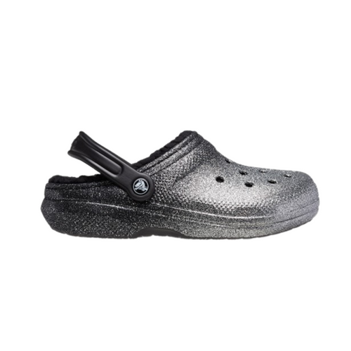 Klapki sandały Crocs Classic Glitter Lined Clog Srebrne - 205842-067
