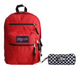 JanSport Big Student Backpack 34L Red Tape - EK0A5BAHN58 + vans Pencil Box