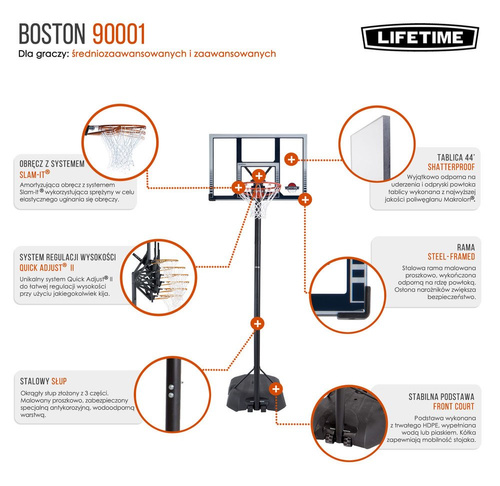  Lifetime Boston 90001 Pannier de basket Portable
