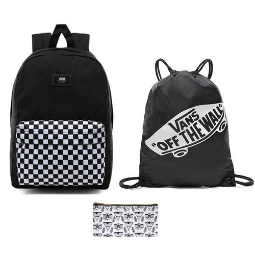 Plecak szkolny Vans New Skool Checkerboard kratka czarny + worek + piórnik