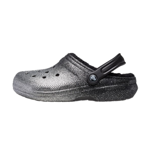 Klapki sandały Crocs Classic Glitter Lined Clog Srebrne - 205842-067