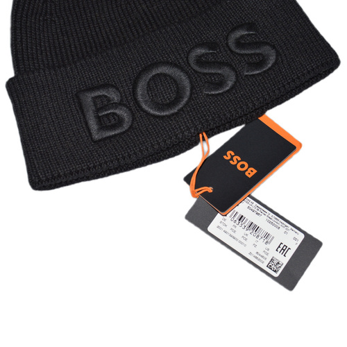 Czapka zimowa bawełniana Hugo Boss Beanie Afox Black - 50497967-001