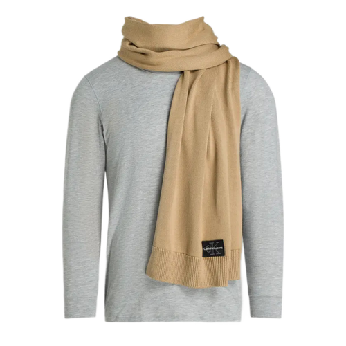 Szalik zimowy Calvin Klein CK Logo Brązowy - LZ04D8081G-PF2