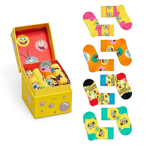 Skarpetki dziecięce Happy Socks x SpongeBob Giftbox 4-pack - XKBOB09-0100