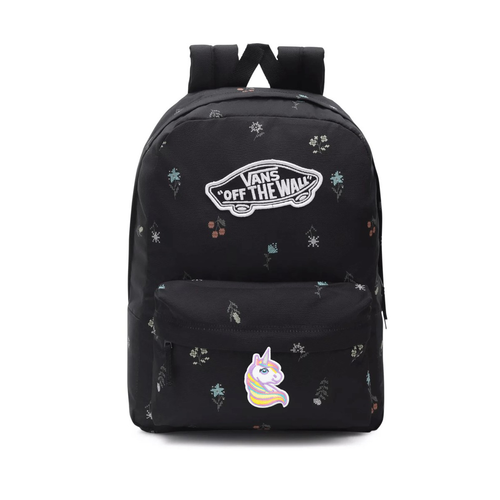 VANS Realm Black Flowers Backpack Black Rose Smok - VN0A3UI6BR81