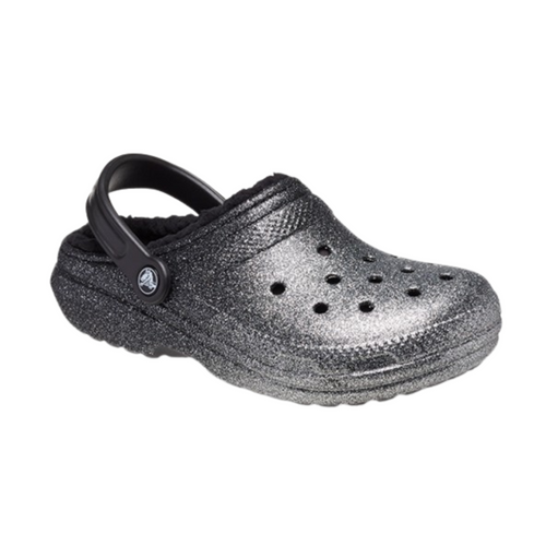 Klapki sandały Crocs Classic Glitter Lined Clog Srebrne - 205842-067