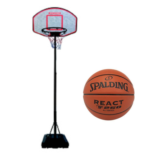 Zestaw kosz do koszykówki Mobilny Regulowany 190-260 cm + Piłka Spalding