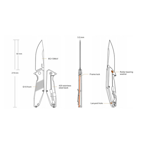 Nóż składany codziennego użytku Ruike EDC czarny flipper stal - D191-B