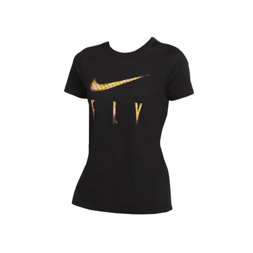 Damska Koszulka Sportowa Nike Swoosh Fly WMNS T-shirt Czarny- DN3048-010