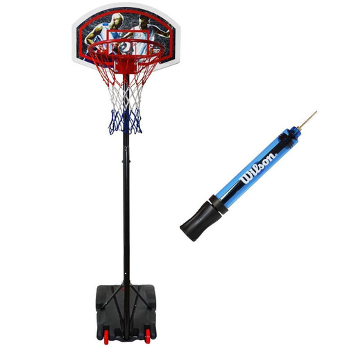 Zestaw do Koszykówki Kosza dla Dzieci Mobilny Regulowany + Pompka Wilson
