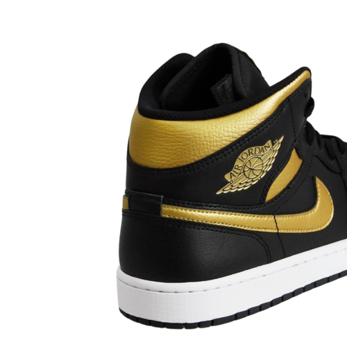 Buty do koszykówki Air Jordan 1 Mid (GS) Black/Metallic Gold - DQ8426-071