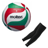 Set Volleyball ball Molten Size 4 V4M1500 + COLO volleyball arm sleeves black L/XL