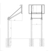 Two-post basketball basket, 225 cm reach, 180x105 backboard, rim, net