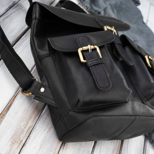 Women's leather backpack Paolo Peruzzi Vintage Black - T-16-BL