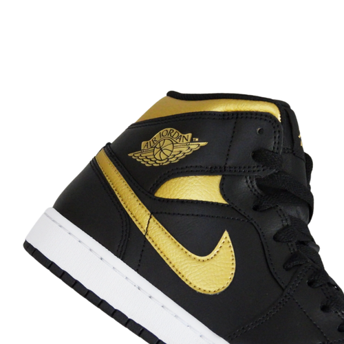 Buty do koszykówki Air Jordan 1 Mid (GS) Black/Metallic Gold - DQ8426-071