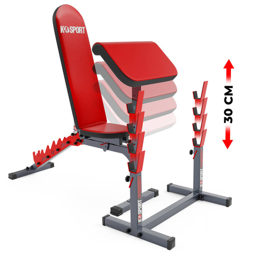 Zestaw stojaki treningowe + regulowana ławka + modlitewnik do siłowni K-SPORT - KSSL103