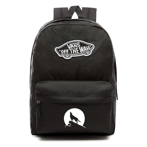 VANS Realm Backpack black VN0A3UI6BLK + Custom Wolf