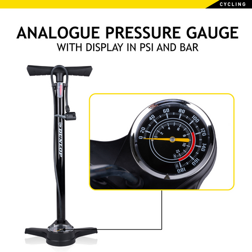 Bike floor pump with analogue pressure gauge Dunlop - 170497