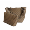 Torebka damska shopperka Guess Alby Toggle Tote Logo Brązowa + Saszetka - HWSS745523-LTL