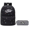 VANS Realm Black Flowers Backpack - VN0A3UI6BR81 + Pencil Pouch