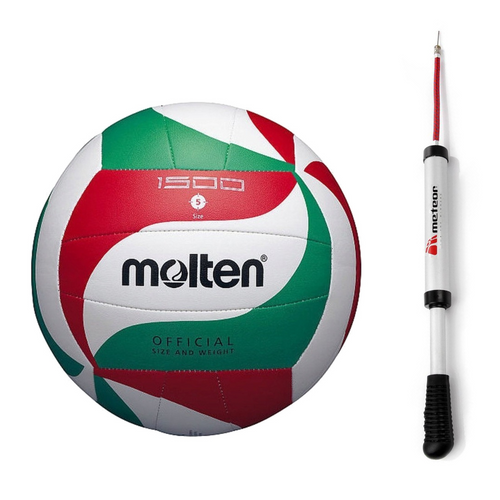 Set Molten 1500 FIVB Standard Volleyball V5M1500 + METEOR Aluminum Ball Pump 8 mm 39004