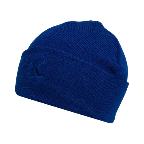 Czapka zimowa Calvin Klein CK Logo Beanie Niebieska - LZ04D8076G-IZ4