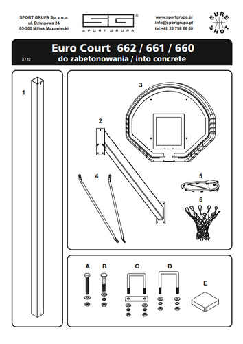 Zestaw do koszykówki Sure Shot Euro Court 661 z certyfikatem