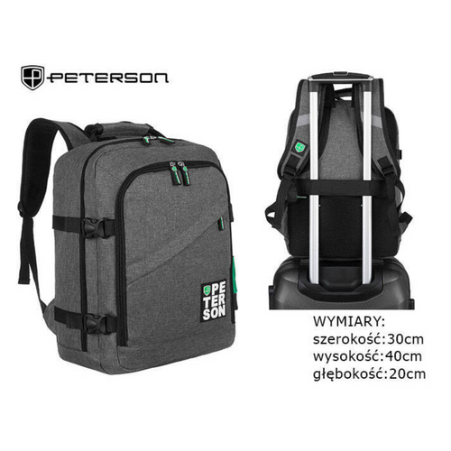 Peterson Gray + Green Bag Ryanair Wizzair 40x20x25 - PTN-PLG-02-T-2049