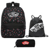 Vans Realm Beauty Floral Black Batoh + Pencil Pouch + Benched Bag