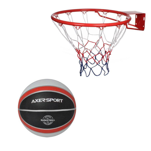 Obręcz do koszykówki kosza z siatką Spartan 45cm - 1107 + Piłka Axer