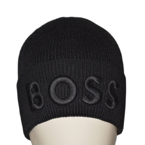 Czapka zimowa bawełniana Hugo Boss Beanie Afox Black - 50497967-001
