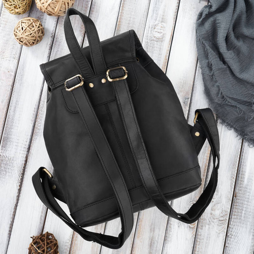 Women's leather backpack Paolo Peruzzi Vintage Black - T-16-BL