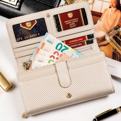 Leather wallet Peterson Beige - PTN-5047-NDM-6954