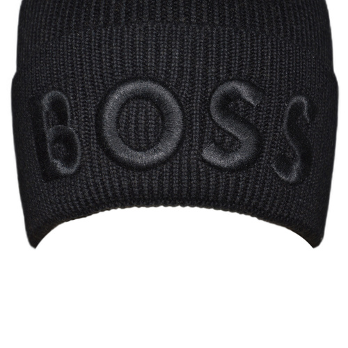 Czapka zimowa bawełniana Hugo Boss Beanie Afox Black - 50497967-001