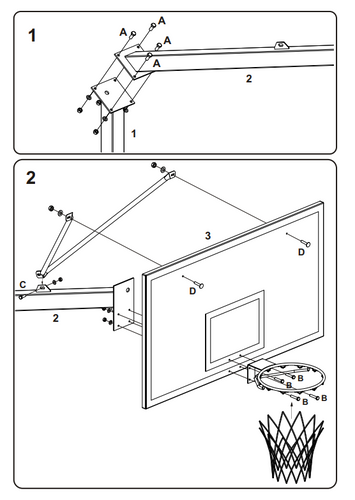 Zestaw do koszykówki o wysięgu 225 cm - 680