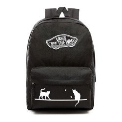 VANS Realm Backpack black VN0A3UI6BLK + Custom Cats