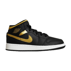 Air Jordan 1 Mid (GS) Basketball shoes Black/Metallic Gold - DQ8423-071