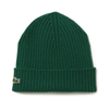 Lacoste Ribbed Wool Beanie Green Winter Hat - RB0001-132