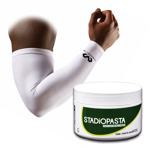 Stadiopasta - maść lecznicza na kontuzje 250 ml + Rękaw na łokieć McDavid Compress. Arm Sleeve 2szt.