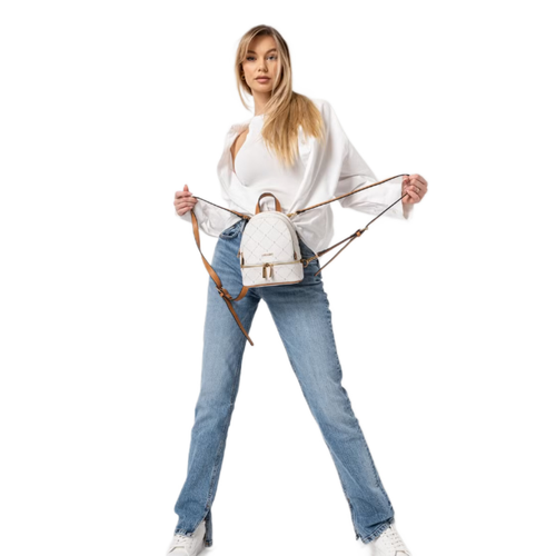 Elegantní mini batoh kabelka dámská Puccini Monogram Bílá - BLXP0043P-0