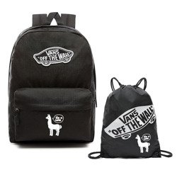 Plecak VANS Realm Backpack VN0A3UI6BLK + Worek VANS Benched Bag + Custom White Lama