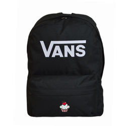 Plecak szkolny miejski Vans Old Skool Print Backpack Black VN000H50BLK1 + Custom Różowa Muffinka